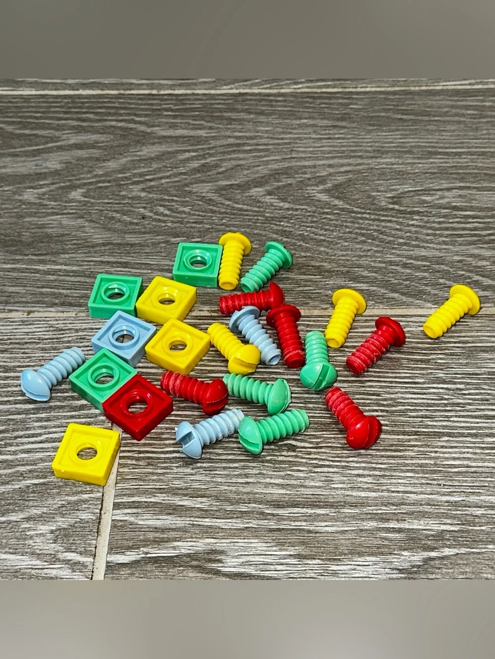 Vintage Playskool Lincoln Log Wood Toy Builder Set Tools Plastic Nuts Bolts Lot